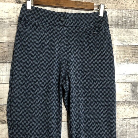 Betabrand Dress Pants Womens Sz Small Dog houndstooth Print Blue gray Yoga work - Picture 3 of 10
